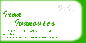 irma ivanovics business card